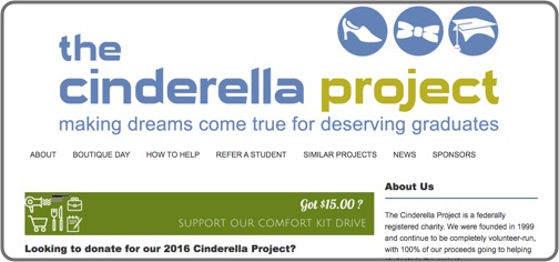 Screencap of the Cinderella Project website
